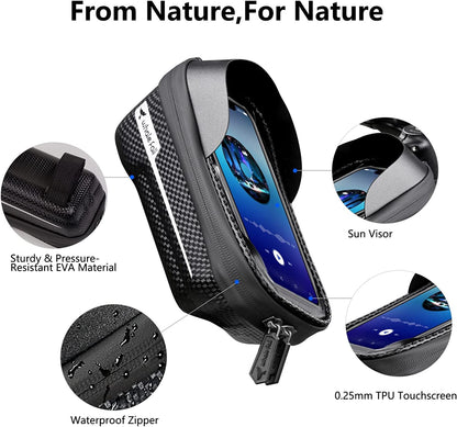  Bike Phone Holder Bike Phone Mount, 3D Hard Eva with 0.25mm Sensitive TPU Touch-Screen, with Rain Cover for Phones under 6.9''