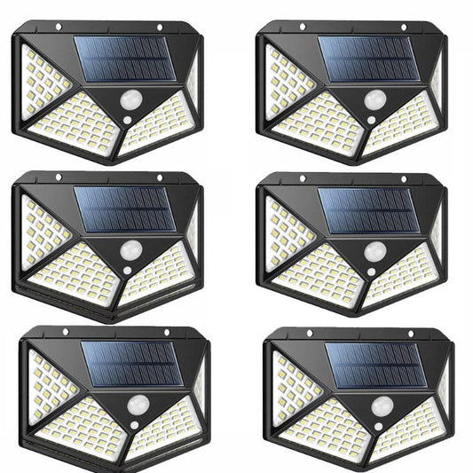 6 Pack  Motion Sensor Security Lights 100LED, Uibetux IP65 Waterproof Solar Powered Wireless Fence Lights with 270° Wide Angle