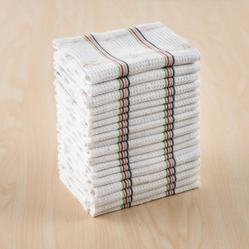 18 Pack Plaid Waffle Dishcloths Multi-Colored