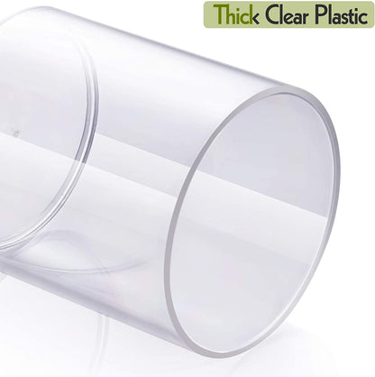 6 Pack Clear Plastic Apothecary Jar Set for Bathroom Canister Storage Organization