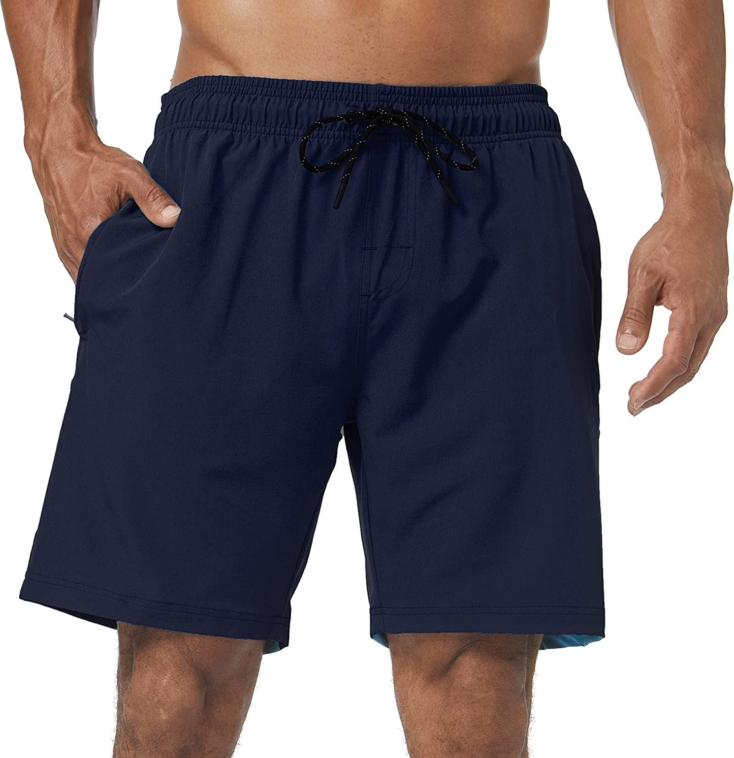  Mens Swim Trunks Quick Dry Board Shorts with Zipper Pockets Bathing Suit