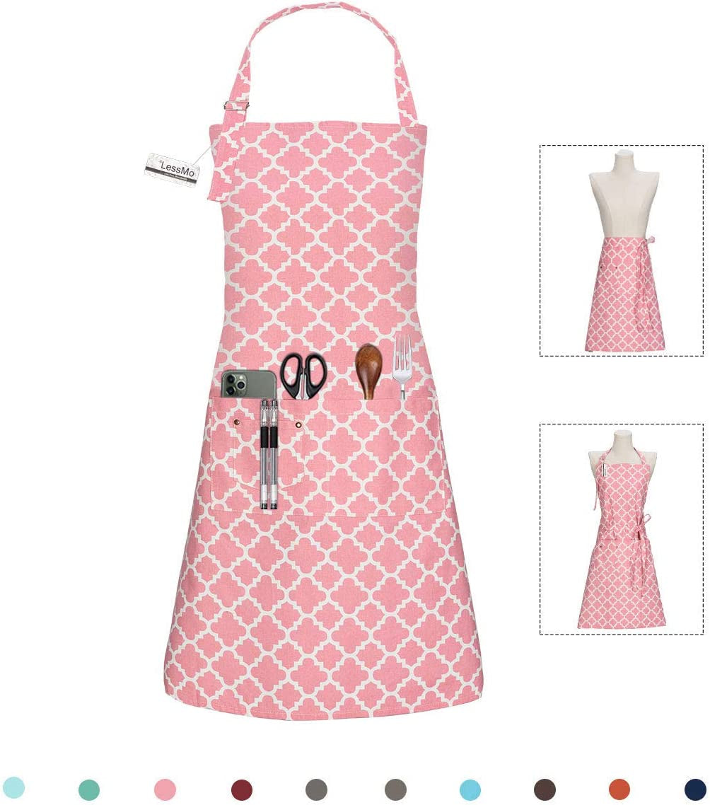  Kitchen Cooking Aprons with 3 Pockets for Men Women - Cotton Adjustable Professional Grade Chef Apron for Kitchen, BBQ & Grill (Dark Gray)
