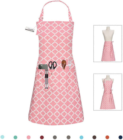  Kitchen Cooking Aprons with 3 Pockets for Men Women - Cotton Adjustable Professional Grade Chef Apron for Kitchen, BBQ & Grill (Dark Gray)