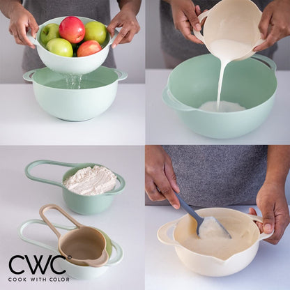 8 Piece Nesting Bowls with Measuring Cups Colander and Sifter Set 
