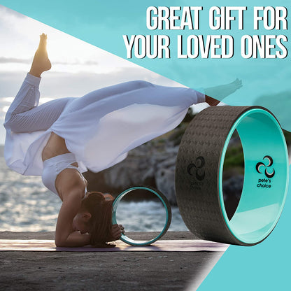 pete's choice Yoga Wheels with Yoga Strap & Exercise Guide | Comfortable & Durable Yoga Balance Accessory | Increase Flexibility | Improve Posture