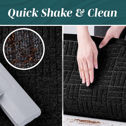 2-Pack Door Mats – Indoor Outdoor Entry Rugs, Non-Slip Rubber Backing, Waterproof Dirt Trap