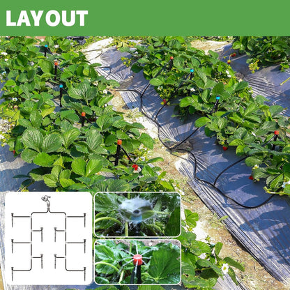 Drip Irrigation System Kit – DIY Automatic Garden Watering Use – 1/4" Tubing with Drip Emitters & Connectors – Lawn, Raised Bed & Greenhouse Setup
