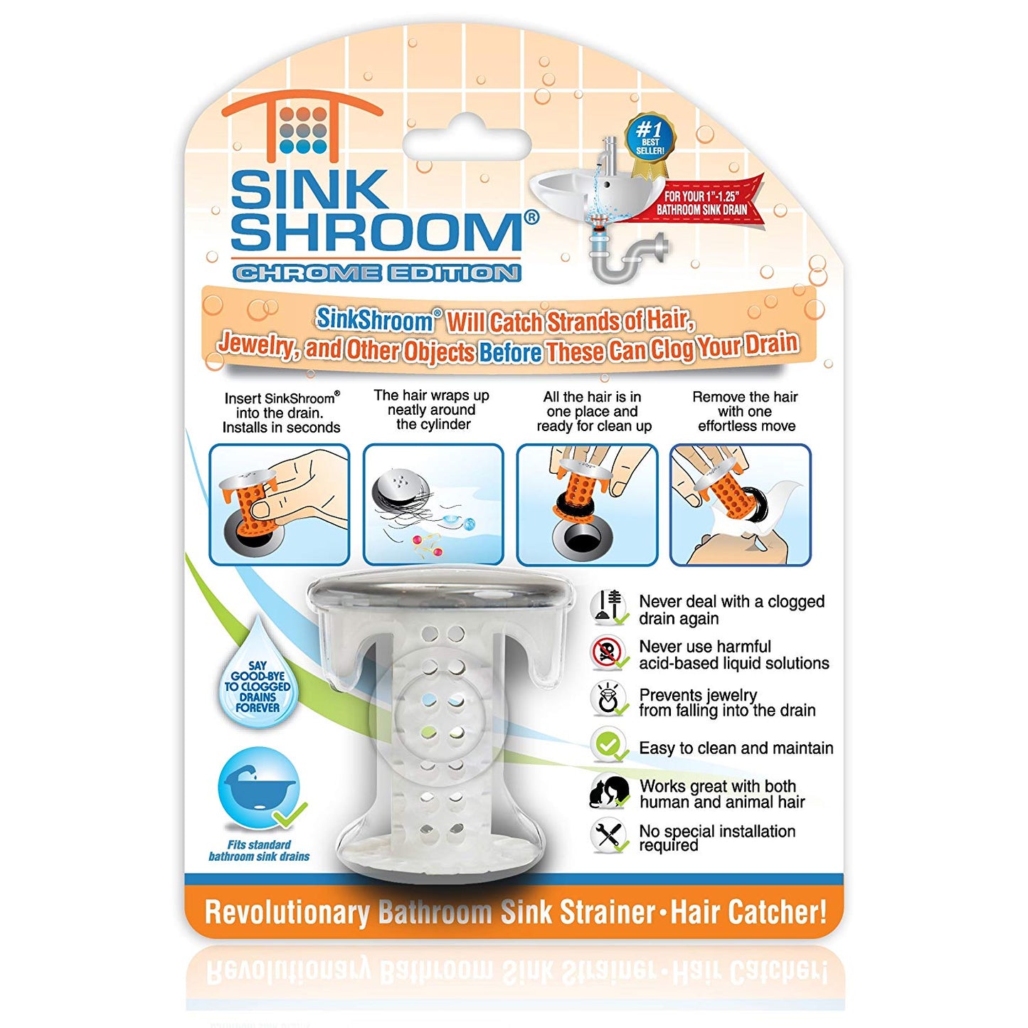 Chrome Sink Drain Clog Protector Strainer