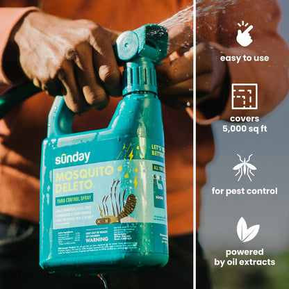 Sunday Mosquito Deleto Plant-Based Bug Control Spray & Repellent, 32Oz