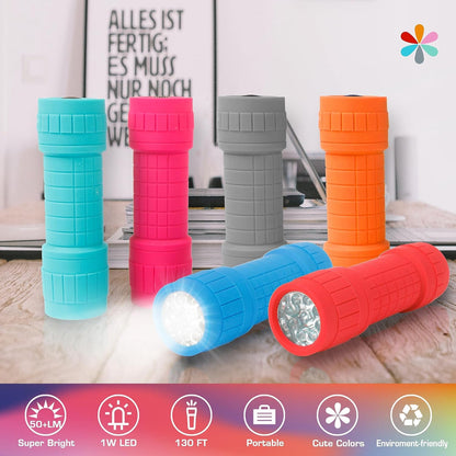 6-Pack LED Flashlights – Handheld Camping & Emergency Torch Lights with Lanyard Battery Included