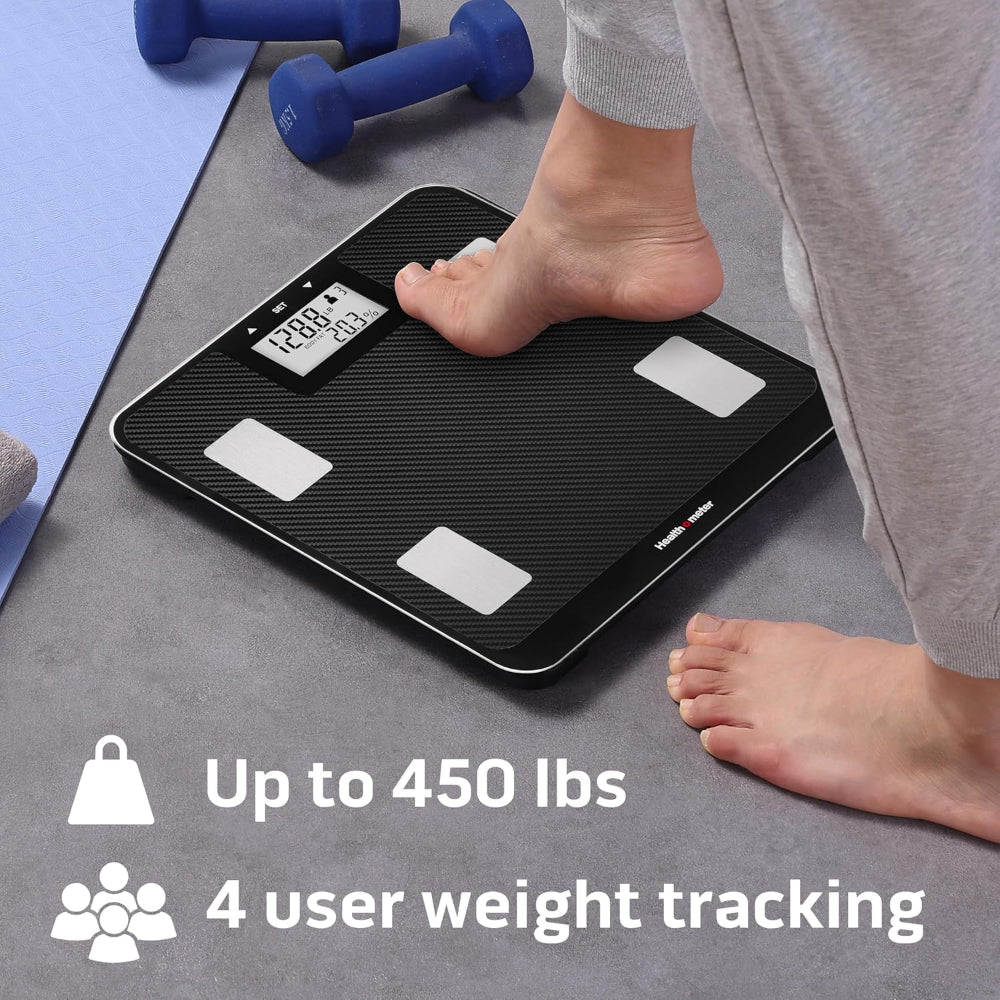 Digital Body Composition Scale – BMI, Body Fat & Water Analyzer, Multi-User Tracking, Step-On Carbon Fiber Platform, Backlit Display, 450 lb Capacity