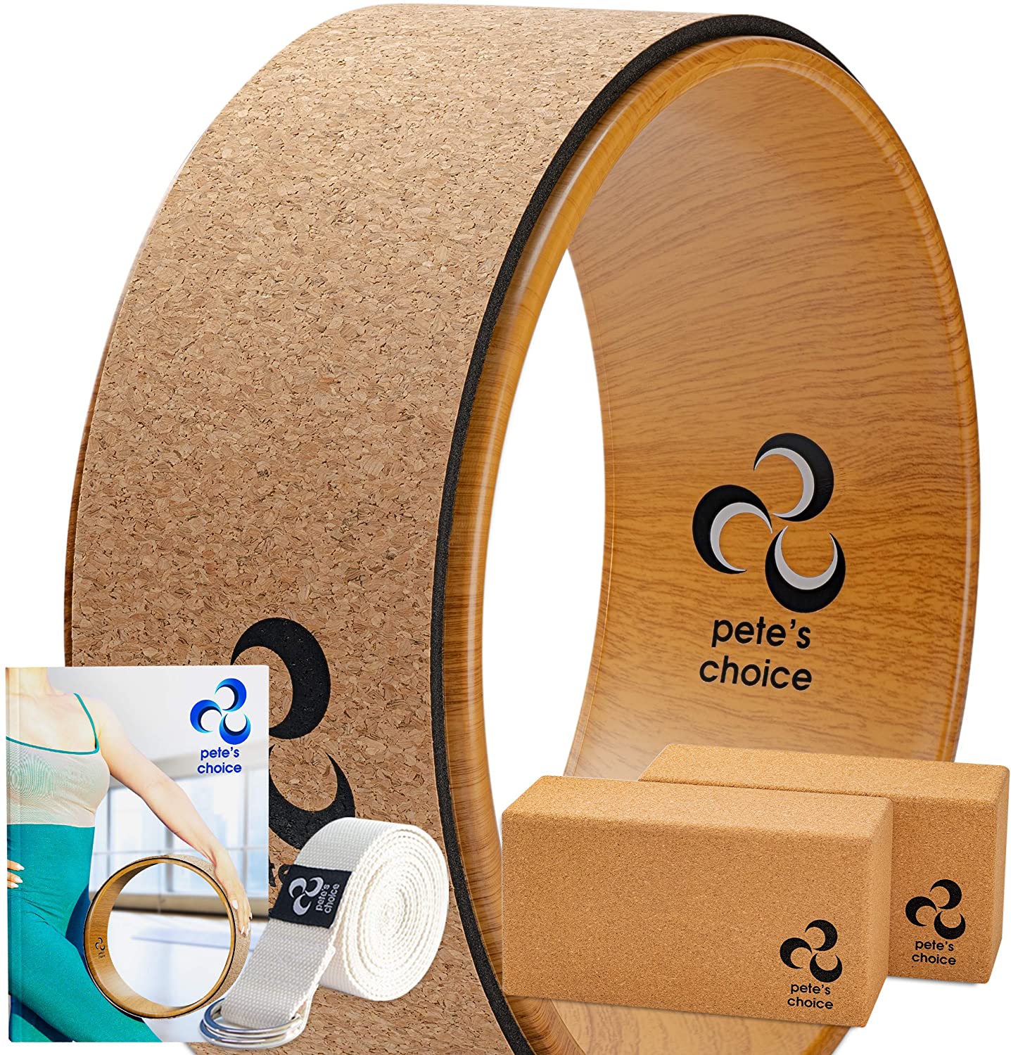 pete's choice Yoga Wheels with Yoga Strap & Exercise Guide | Comfortable & Durable Yoga Balance Accessory | Increase Flexibility | Improve Posture
