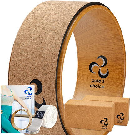 pete's choice Yoga Wheels with Yoga Strap & Exercise Guide | Comfortable & Durable Yoga Balance Accessory | Increase Flexibility | Improve Posture