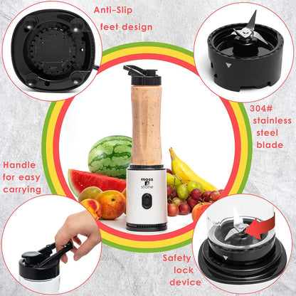 Personal Smoothie Blender – Single-Serve One-Touch Use – 20 oz BPA-Free Bottle – Compact Plug-In Design for Everyday Smoothies & Shakes