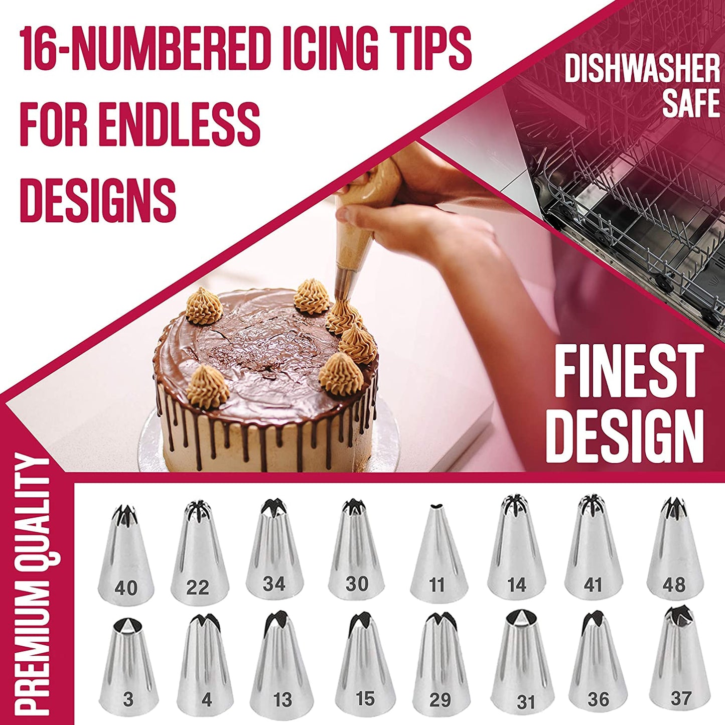 30 or 74 Piece Piping Bags and Tips Set for Frosting