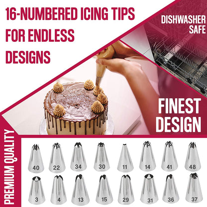 30 or 74 Piece Piping Bags and Tips Set for Frosting