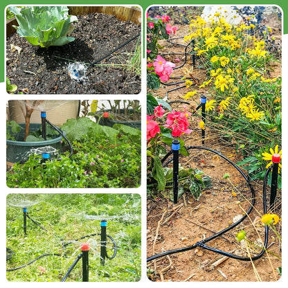 Drip Irrigation System Kit – DIY Automatic Garden Watering Use – 1/4" Tubing with Drip Emitters & Connectors – Lawn, Raised Bed & Greenhouse Setup