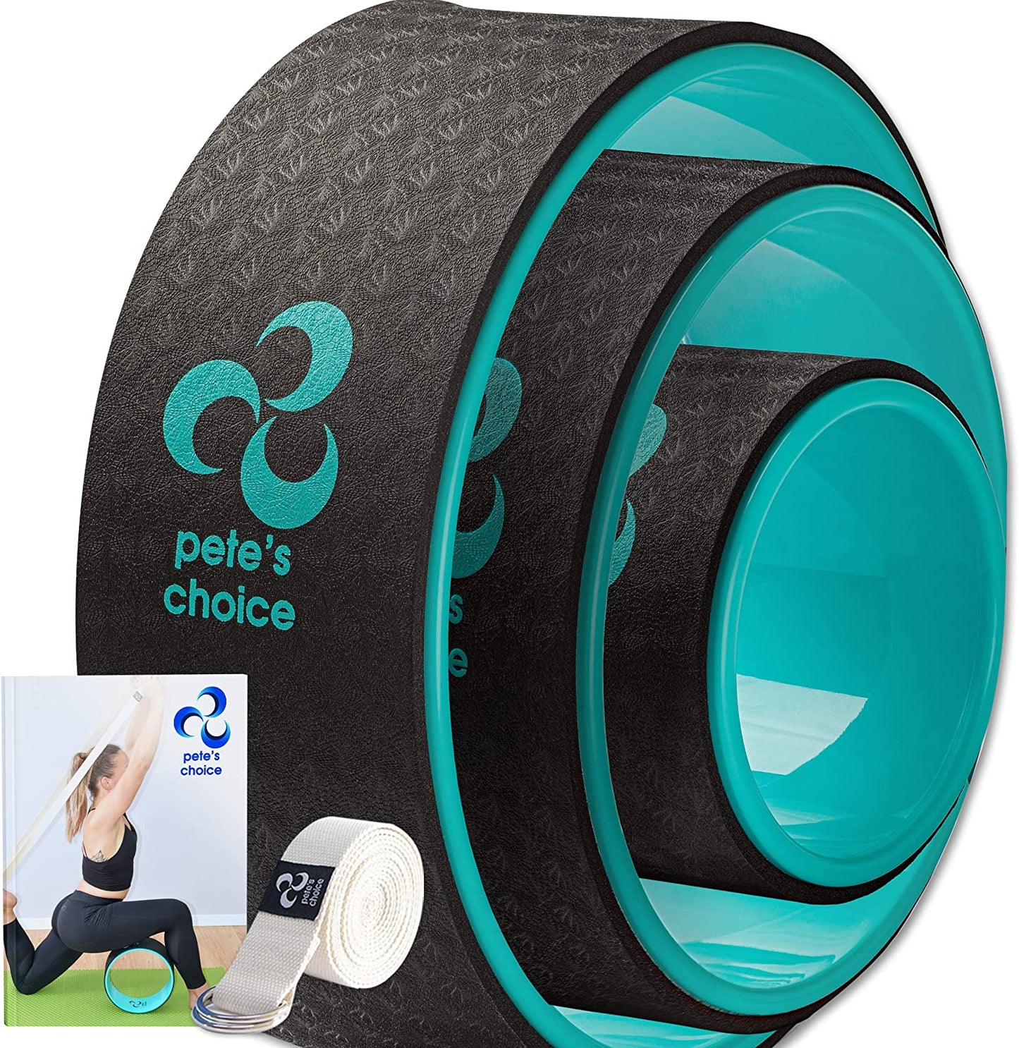 pete's choice Yoga Wheels with Yoga Strap & Exercise Guide | Comfortable & Durable Yoga Balance Accessory | Increase Flexibility | Improve Posture