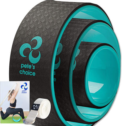 pete's choice Yoga Wheels with Yoga Strap & Exercise Guide | Comfortable & Durable Yoga Balance Accessory | Increase Flexibility | Improve Posture