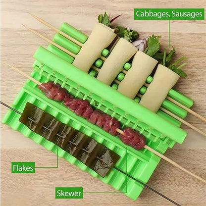  Barbecue Meat Skewer Machine Quick Portable Meat Skewer Box Easy Skewer Tools Creative Meat Kebab Maker Outdoor BBQ Gadget Kitchen Accessories