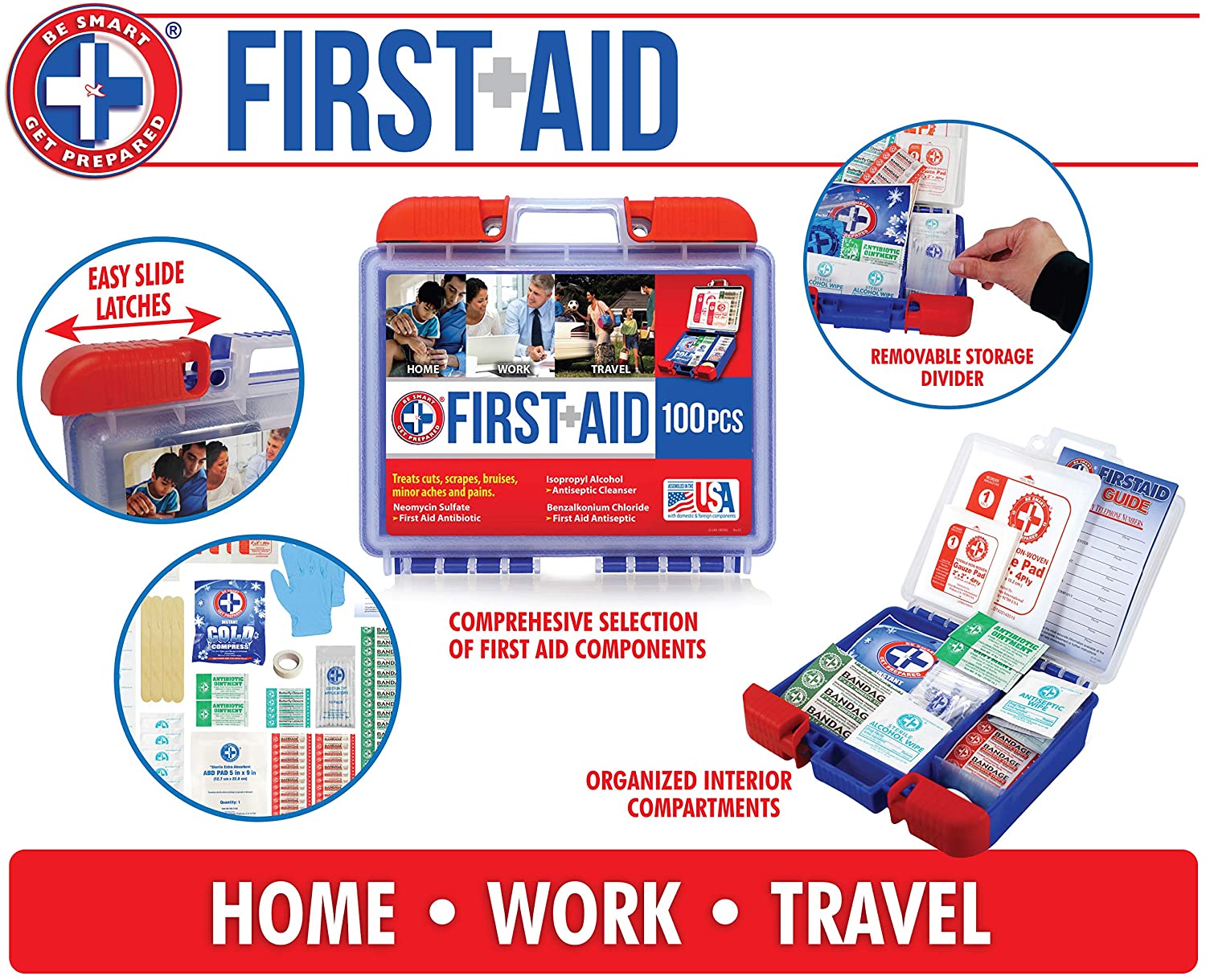 Be Smart Get Prepared 100 Piece First Aid Kit