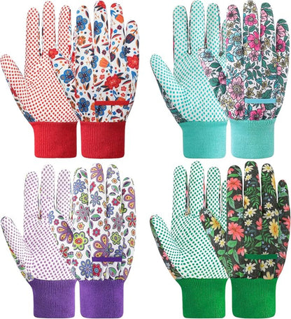 4-Pack Women’s Gardening Gloves – Soft Floral Garden Gloves, Cute and Comfortable for Yard & Planting