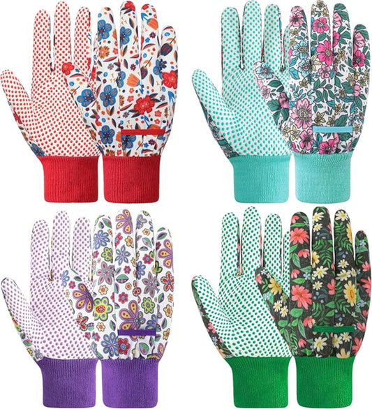 4-Pack Women’s Gardening Gloves – Soft Floral Garden Gloves, Cute and Comfortable for Yard & Planting