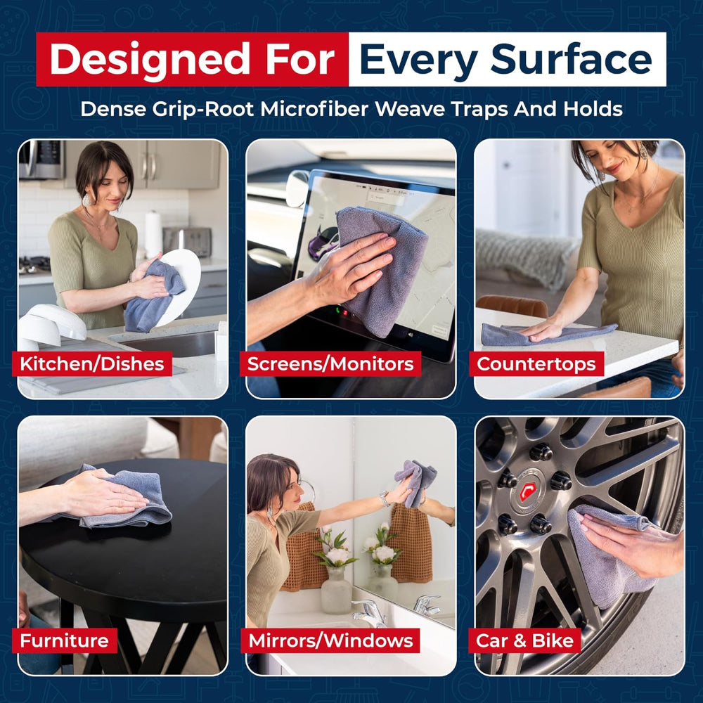 24-Pack Microfiber Cleaning Cloths – Ultra Absorbent Streak Free Towels for Car and Home Use