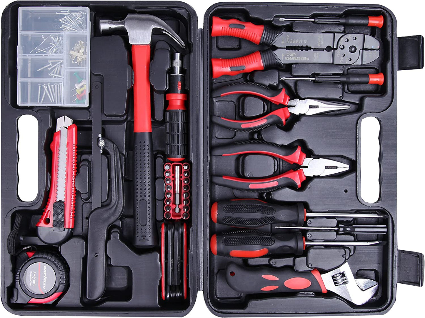 136 Piece Tool Set General Household Hand Tool Kit with Plastic Toolbox 