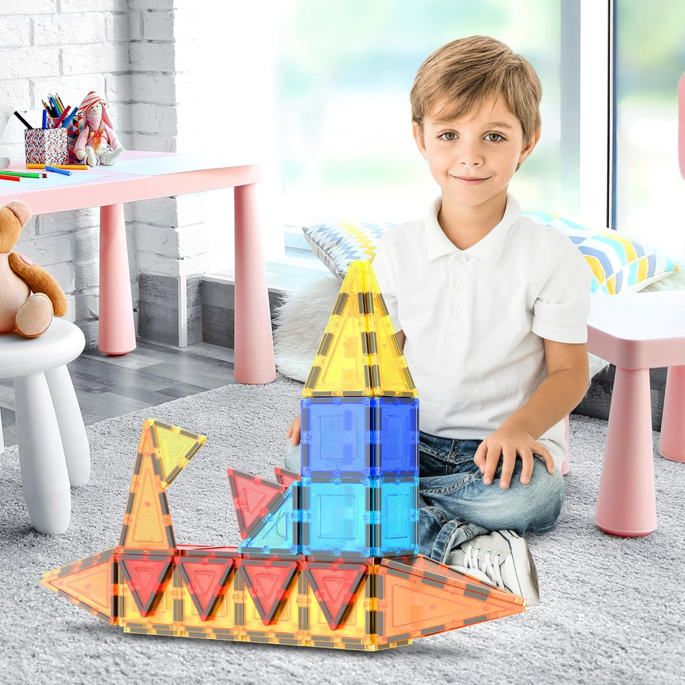 60-Piece Magnetic Building Tiles Set – 3D Construction Blocks – Creative & Educational Play Use – Clear Magnetic Design – STEM Learning Toy