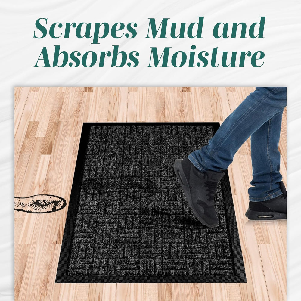 2-Pack Door Mats – Indoor Outdoor Entry Rugs, Non-Slip Rubber Backing, Waterproof Dirt Trap