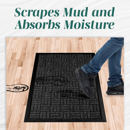 2-Pack Door Mats – Indoor Outdoor Entry Rugs, Non-Slip Rubber Backing, Waterproof Dirt Trap