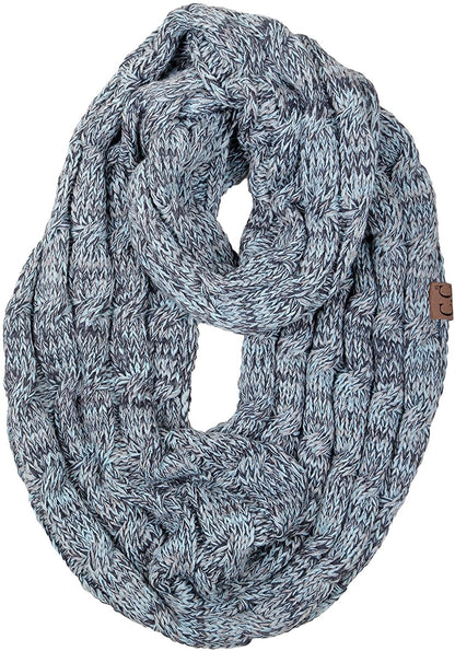 Funky Junque’s Beanies Matching Ribbed Winter Warm Cable Knit Infinity Scarf
