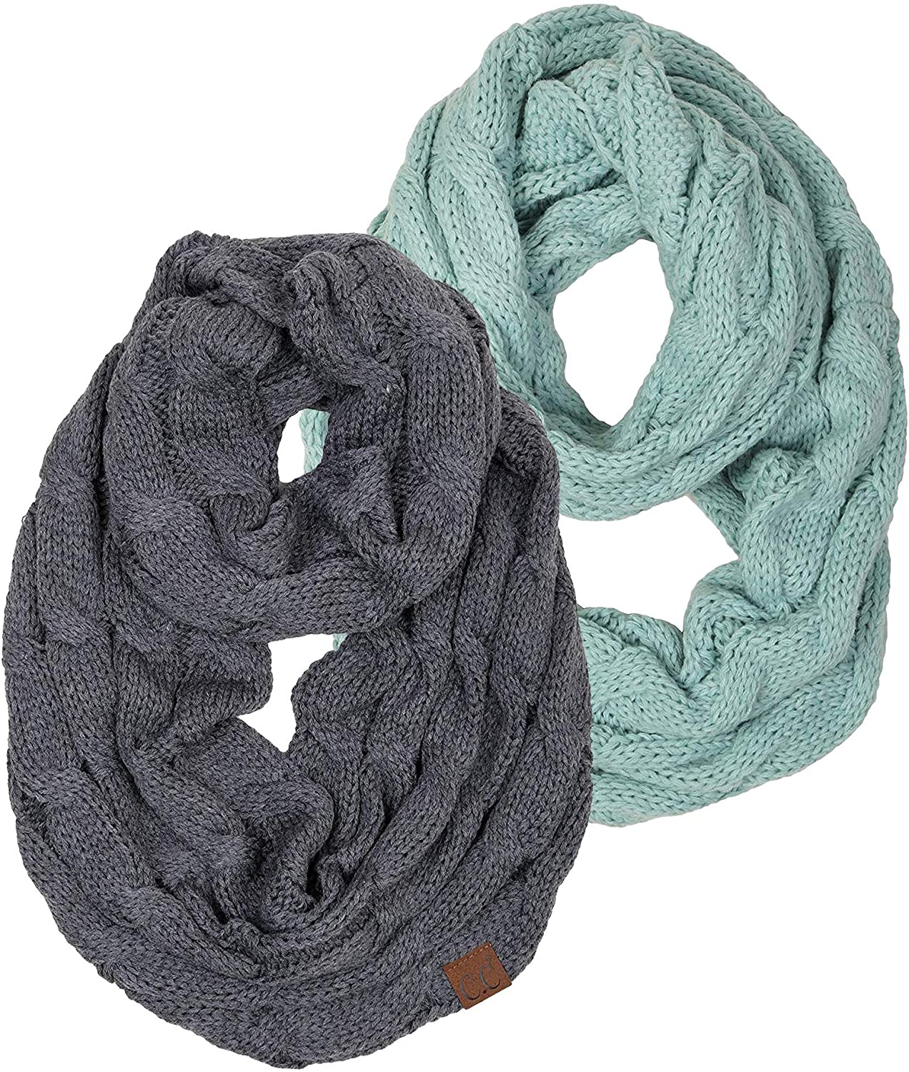 Funky Junque’s Beanies Matching Ribbed Winter Warm Cable Knit Infinity Scarf