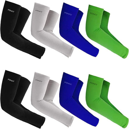 4 Pairs UV Sun Protection Arm Sleeves for Men & Women - UPF 50 Sports Compression Cooling Arm Sleeves