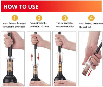  Air Pressure Wine Bottle Opener Set with Foil Cutter, Aerator, and Vacuum Stopper Set