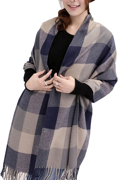  Women's Plaid Warm Shawl Scarf 