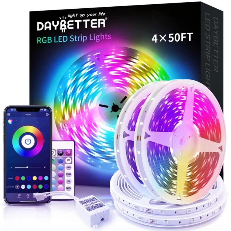 LED Strip Lights with App Control Remote, 12V 5050 RGB, Music Sync Color Changing Lights