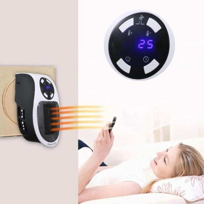 500W Space Heater - LED Display Wall Outlet Electric Plug with Adjustable Thermostat & Timer