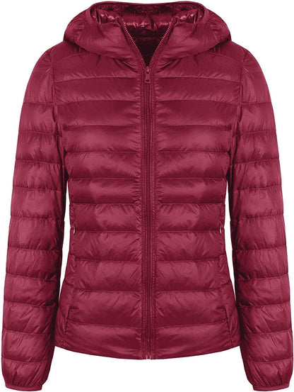  Light Weight Packable Down Coat with Hood and 2 Pockets
