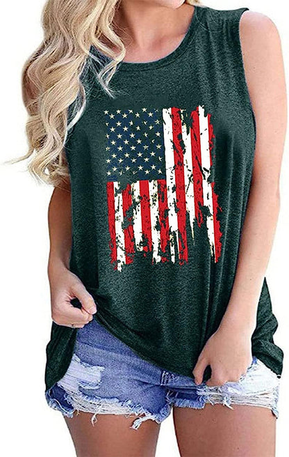 American Flag Tank Tops Women Patriotic Shirt 4th of July Top Stars Stripes Print Sleeveless T-Shirt USA Flag Tee Tops