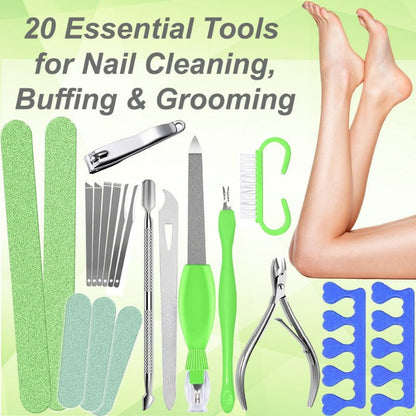  32-Piece Professional Pedicure Kit: 32 Pedicure Tools Supplies Set, Callus Remover with Foot File, Nail File Buffer, Feet Scrubber Dead Skin Remover, Foot Care Kit, Manicure Kit