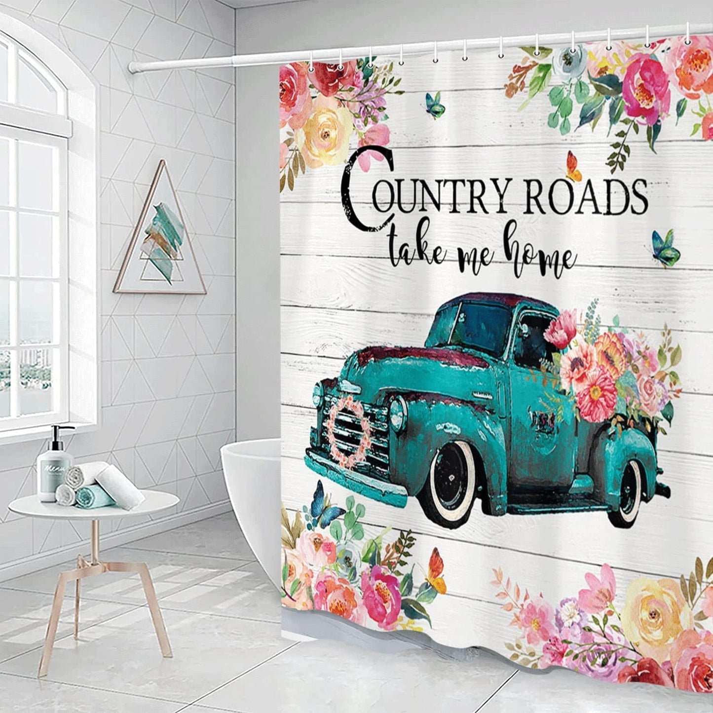 Vintage Turquoise Farm Truck Bathroom Accessory Set