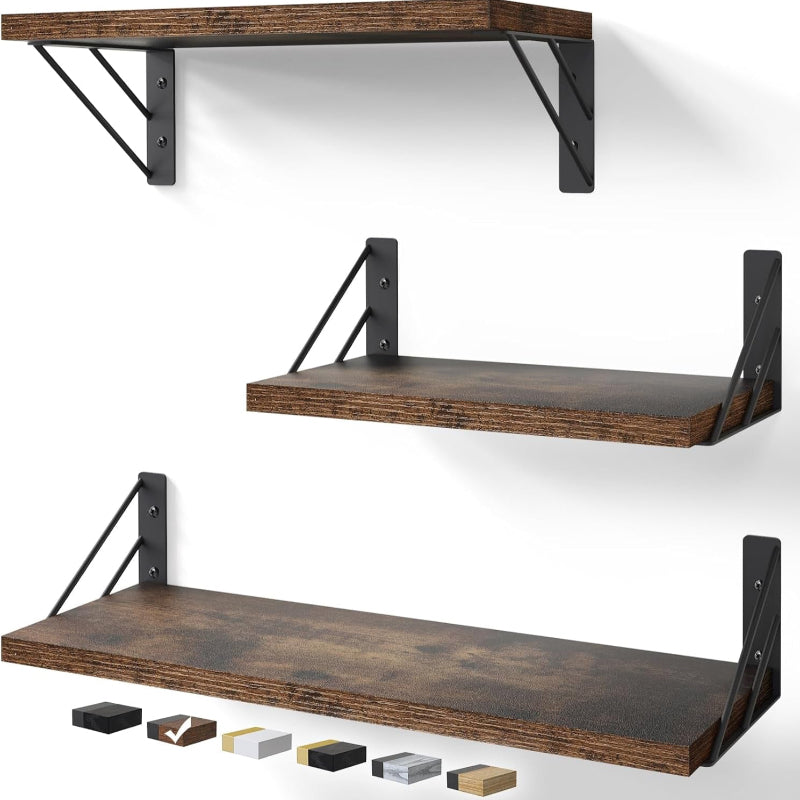 Wall Mounted Floating Shelves for Storage and Decor, Rustic Wood Shelves for Any Room
