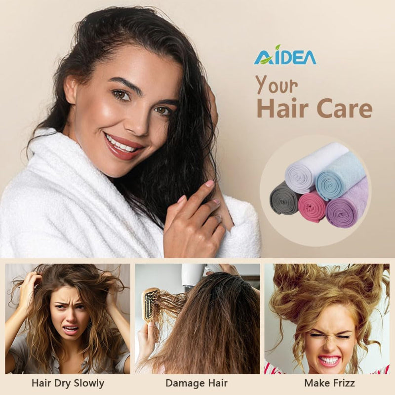 Microfiber Hair Towel Wrap, 2-Pack Super Absorbent Quick Dry Turbans for All Hair Types