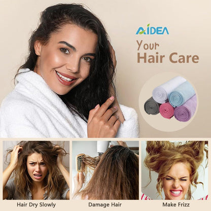 Microfiber Hair Towel Wrap, 2-Pack Super Absorbent Quick Dry Turbans for All Hair Types