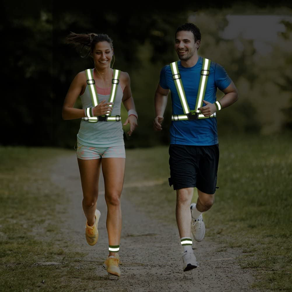  Running Reflective Vest Gear 2Pack, High Visible Reflective Running Vest Adjustable Safety VES for Night Outdoor Running Cycling Motorcycle Dog Walk Jogging