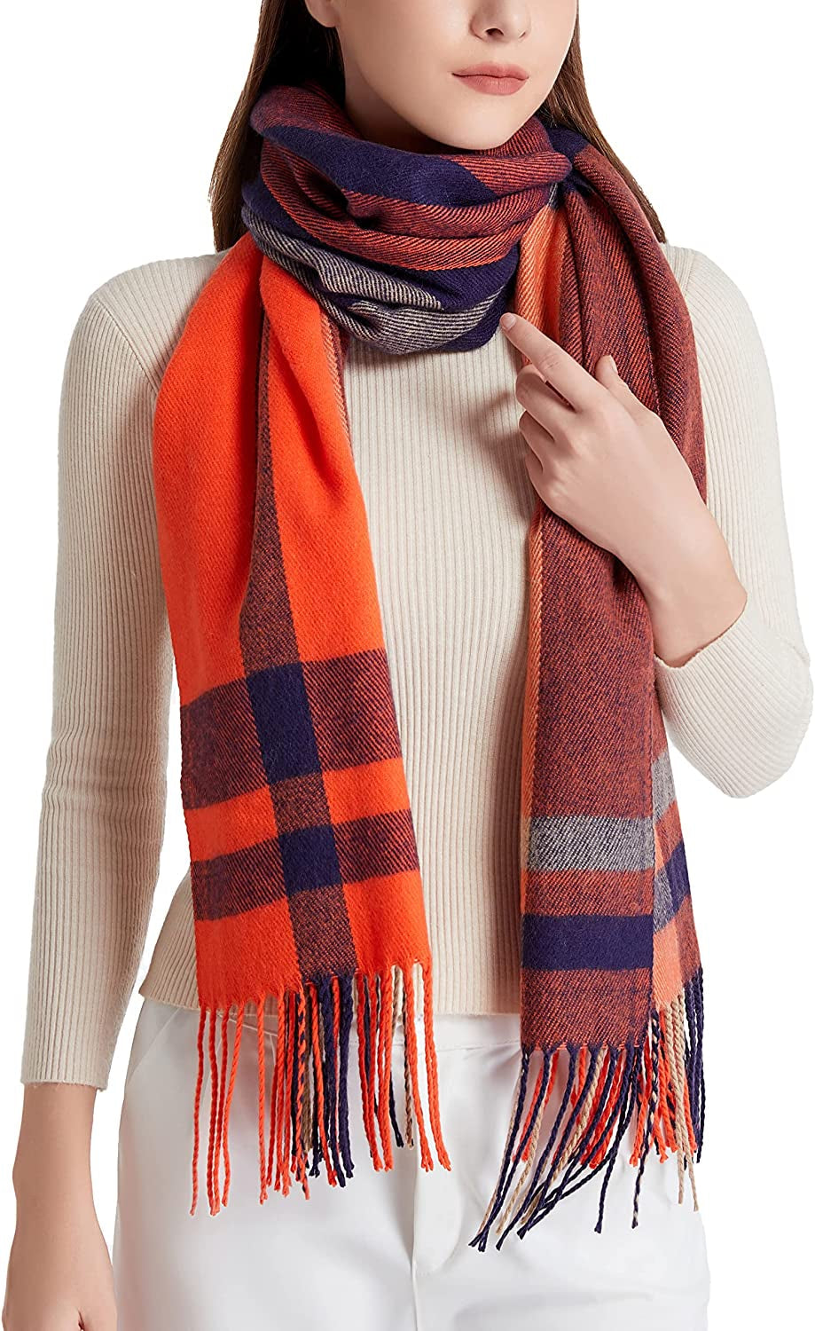  Women's Plaid Warm Shawl Scarf 