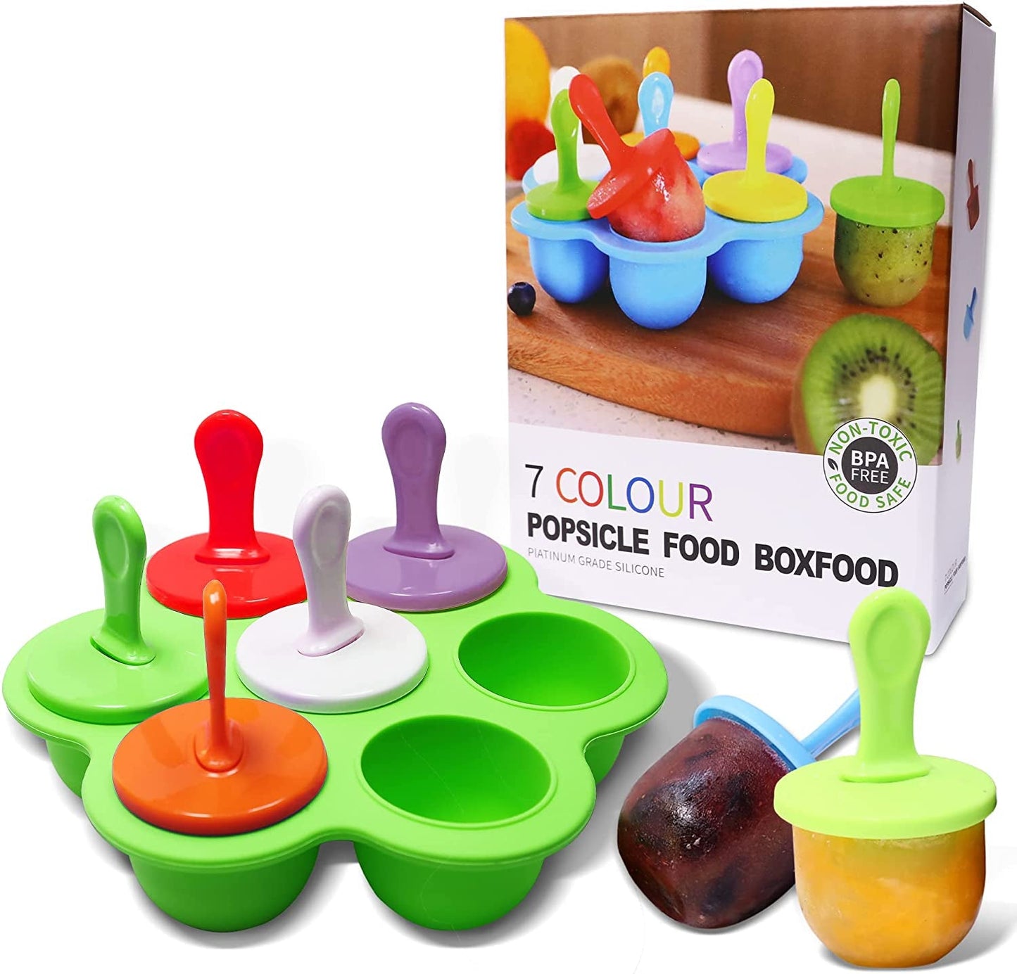  Holders for Kids Drip Free Ice Cream Sticks for Ice Pop Molds Colorful Craft Stick (7 PCS)