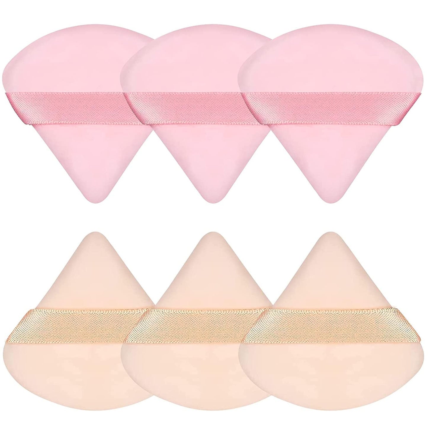6 Pieces Powder Puff Face Soft Triangle Makeup Puff for Loose Powder Body Powder, Wedge Shape Velour Cosmetic Sponge for Contouring, Under Eyes and Corners, Beauty Makeup Tools